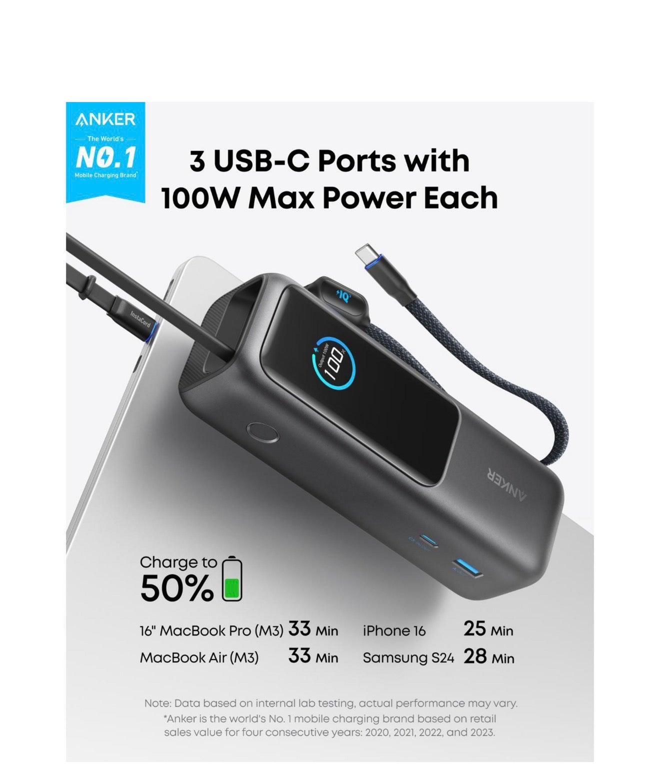 Anker Laptop 25000Mah 165W Powerbank Grey
